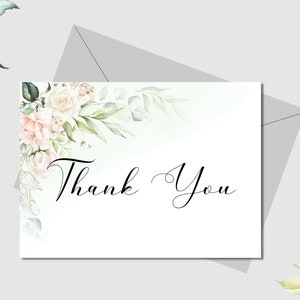 Blush Pink and Sage Green Thank You Card, Wedding Thank You Printable Template, TAYLOR