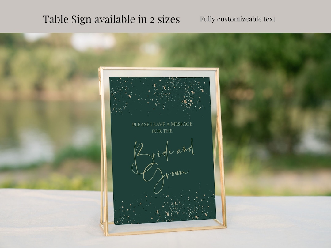 Emerald Green Wedding Decorative Sign Template, Customizable Deep Green