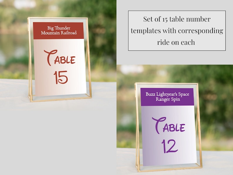 Magic Kingdom Park Map Seating Chart and Table Numbers, Printable