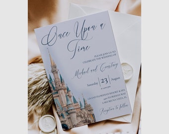 Disney Castle Wedding Invitation Template, Printable Princess Fairytale Wedding Invite, Once Upon A Time