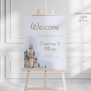 Fairytale Castle Wedding Welcome Sign Template, Printable Storybook Princess Wedding Welcome Sign