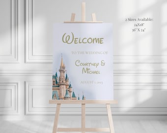 Fairytale Castle Wedding Welcome Sign Template, Printable Storybook Princess Wedding Welcome Sign