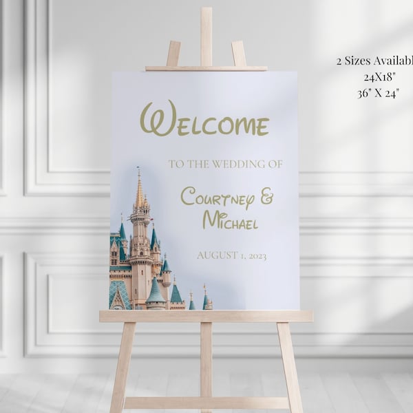 Fairytale Castle Wedding Welcome Sign Template, Printable Storybook Princess Wedding Welcome Sign