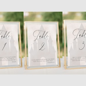Set von 15 Märchen Zitat Tischnummern Vorlagen, druckbare Schloss Hochzeit Tischnummern, Prinzessin Hochzeit