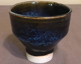 Ceramic Tea Cup Small Blue and Black