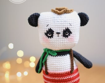 Amigurumi pattern crochet Rocky the panda animals pattern