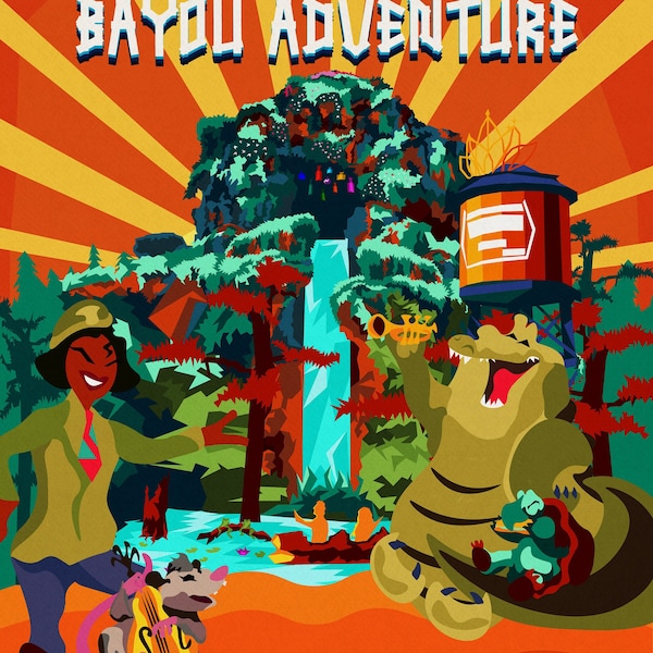 Blue Skies and Sunshine | Tiana's Bayou Adventure Walt Disney World Attraction Poster Art Print