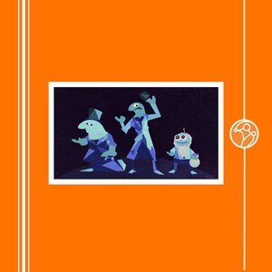 Amigos de carona | Cartão Postal Smiling Friends Haunted Mansion Illustrated Vintage