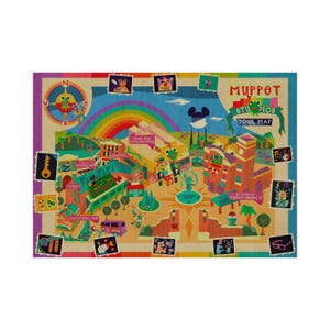 Mapa atrakcji Muppet Studios | Muppet*Vision 3D Plakat atrakcji Muppets Vintage Art Print