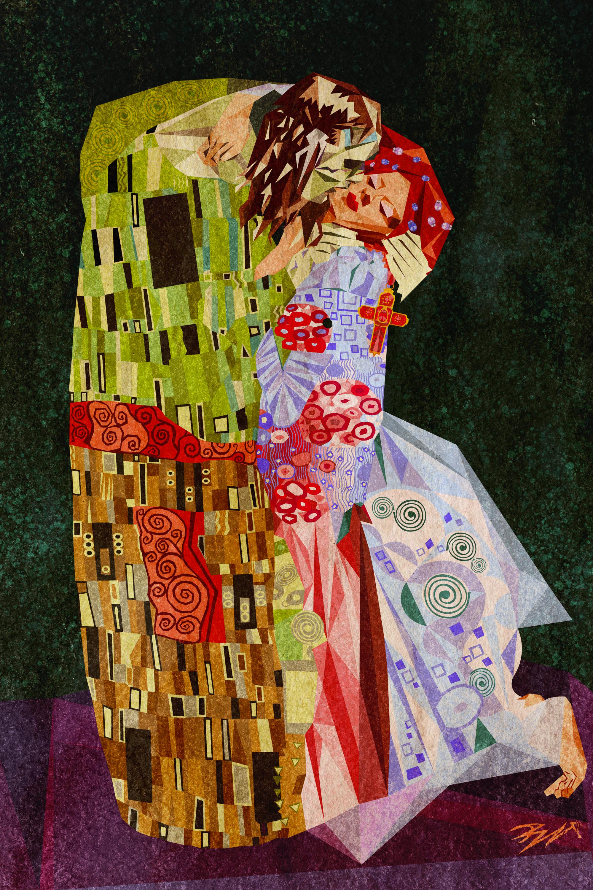 The Undying Kiss | Frankenstein Gustav Klimt Vintage Art Print - Etsy