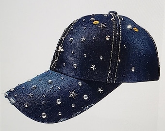 Denim Cap Rhinestone