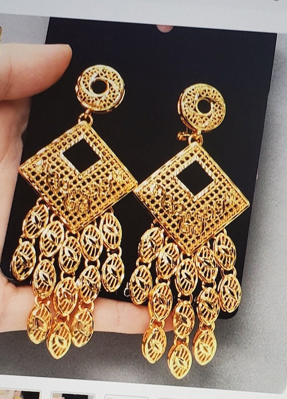 Dubai Gold Color Earrings for Women Gold Plated Hoop Earrings For Bride  Design Weddings 2022 Trend Lady Hook Earrings Jewellery