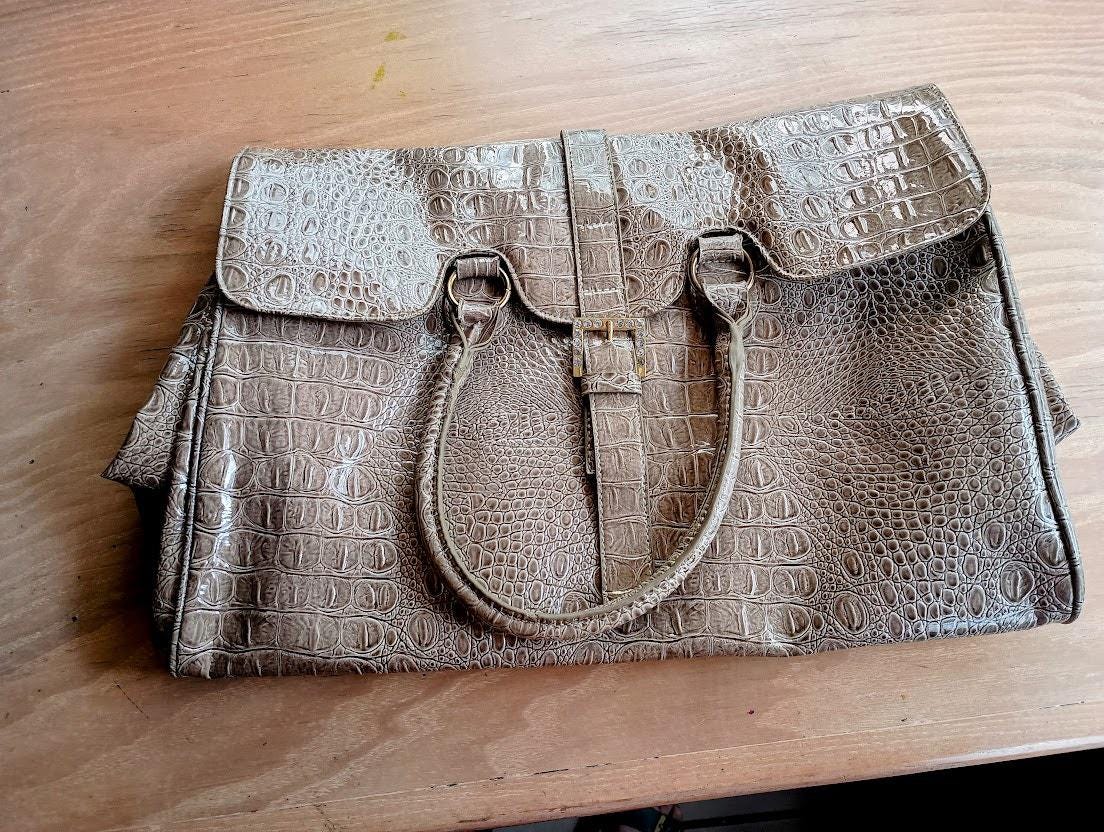 Pochette De Soirée Jessica Simpson - Faux Cuir Animal Tressé, Marron - Grand Modèle - Occasion