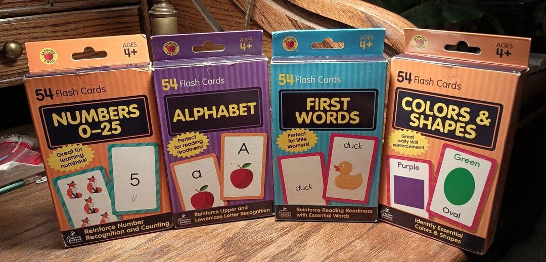 Carson Dellosa 4-pack Preschool Flash Cards, 216 Numbers, Sight Words ...