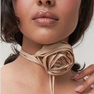 RECYCLED Silk Rose Choker Satin, Flower Choker, Floral Satin Choker Necklace Waistband Accessories Accessory Bridal Bridesmaid Wedding Bride