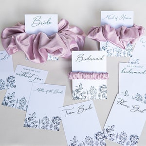 Brautjungfer Haargummis, Brautjungfer Vorschlag, 100% Upcycled Brautjungfer Geschenke, Haar Scrunchies Hen Do Scrunchies Braut Karte Tag Braut Haargummi