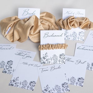 Brautjungfer Vorschlag, 100% Upcycled Brautjungfer Scrunchies, Brautjungfer Geschenke, Braut Haargummi Haargummis Hen Do Scrunchies Braut Karte Tag