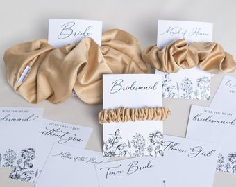 Bridesmaid Proposal, 100% Upcycled Bridesmaid Scrunchies, Bridesmaid Gifts, Bridal Hair Tie Hair Scrunchies Hen Do Scrunchies Bride Card Tag