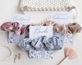 100% Upcycled Bridesmaid Proposal, Bridesmaid Scrunchies, Bridesmaid Gifts, Bride Scrunchie, Will You Be My Bridesmaid Scrunchie Card Tags