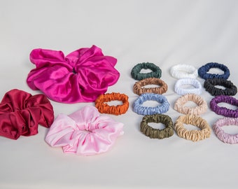 Scrunchies, Hair Scrunchies, Silk Scrunchie, 100% Upcycled  Satin Scrunchie, Giant Oversized Women Handmade Hair Tie Set Large & Small