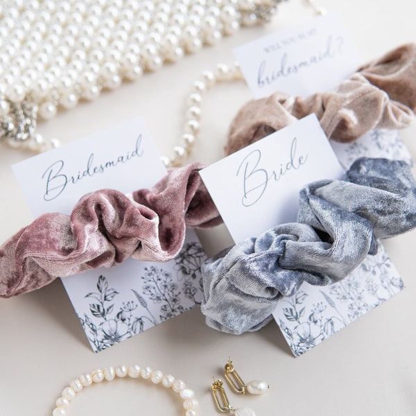 Bridesmaid Gifts, Bridesmaid Proposal, 100% Upcycled, Bridesmaid Scrunchies, Bride Scrunchie, Will You Be My Bridesmaid Scrunchie Card Tags