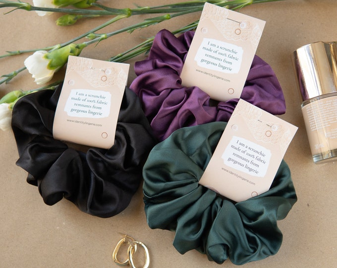 100% Upcycled Silk Scrunchie, Hair Scrunchies, Scrunchies, Satin Scrunchie, Scrunchie Set Oversized Hair Tie Thick Large Small Handmade