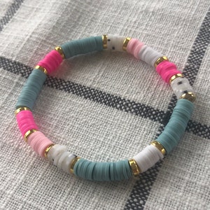 Boho clay bead bracelets| handmade| preppy clay beads| handmade| coconut girl| waterproof| polyester