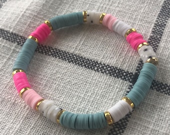 Boho clay bead bracelets| handmade| preppy clay beads| handmade| coconut girl| waterproof| polyester