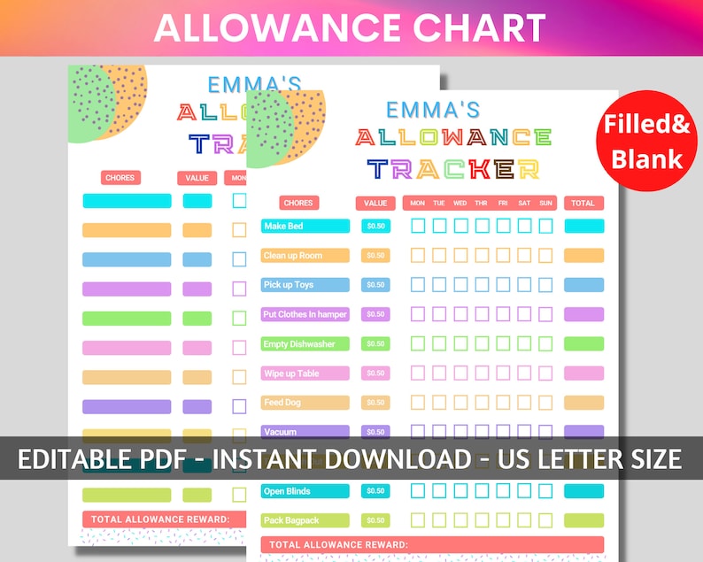 allowance-tracker-for-kids-printable-allowance-chore-chart-etsy