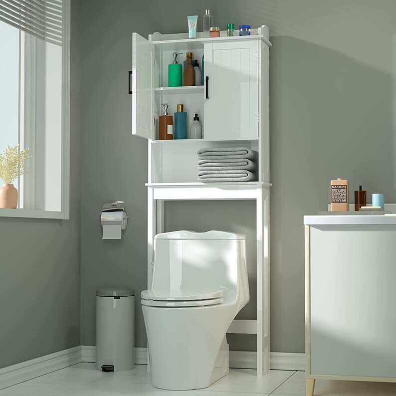 Bamboo Over the Toilet Storage Bathroom Space Saver Etsy