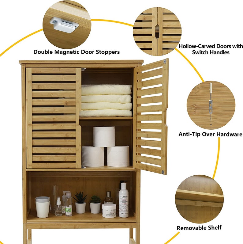 Bamboo Over the Toilet Storage Bathroom Space Saver Etsy