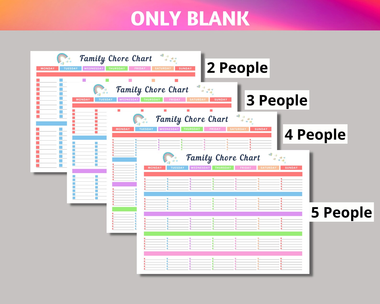 Editable Family Chore Chart Printable Weekly Chore List Kids - Etsy