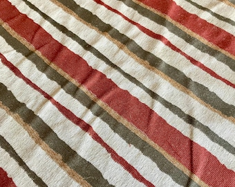 Fil Doux Textiles Arcilla Red Green Beige Striped Fabric