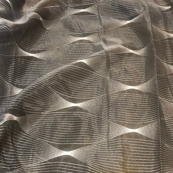 Tissu de créateur transparent gris brodé pour draperie/rideaux