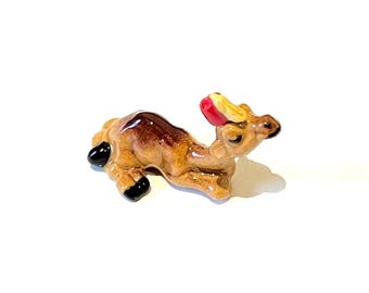 Vintage Monrovia Hagen-Renaker Camel Baby Fez Hat Miniature Figurine (Repaired)