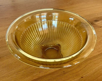 Vintage Federal Glass Amber Ribbed Bowl – 1930s Depression Glass Kitchenware
