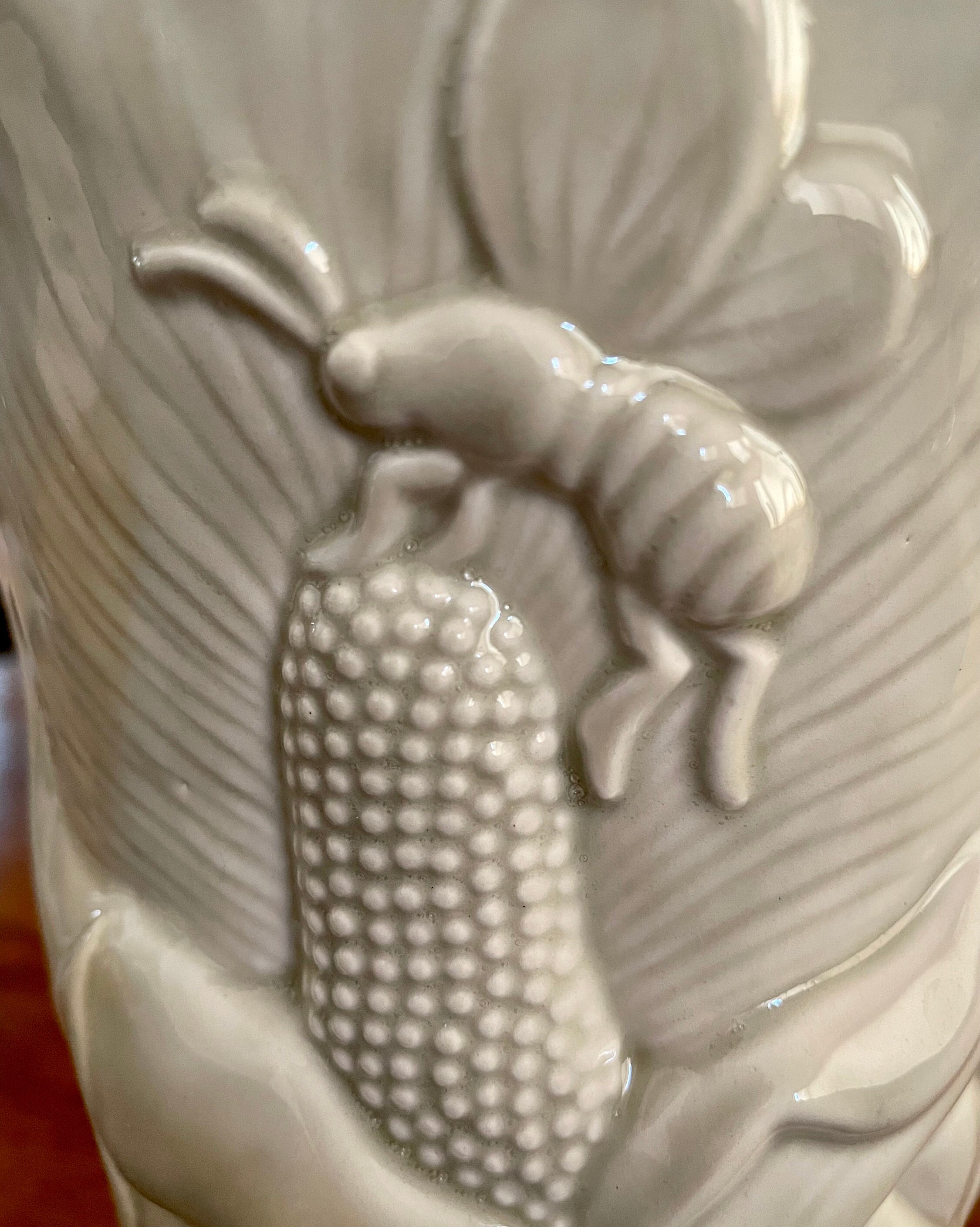 Vintage Fitz & Floyd FF White Ceramic Embossed Vase W/lilies