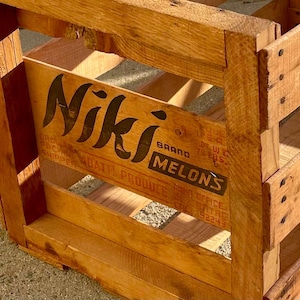 Vintage Niki Brand Melons Abatti Produce El Centro California Wood Crate