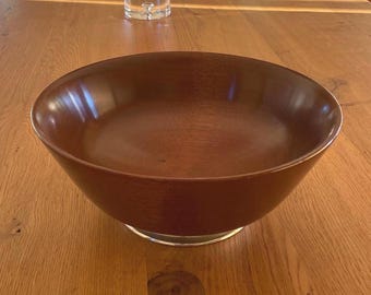 Vintage Revere Sterling Mahogany Serving Bowl with Sterling Silver Pedestal Base