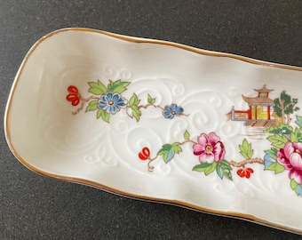 Vintage Crown Staffordshire “Pagoda” Mint Dish Trinket Tray – English Bone China