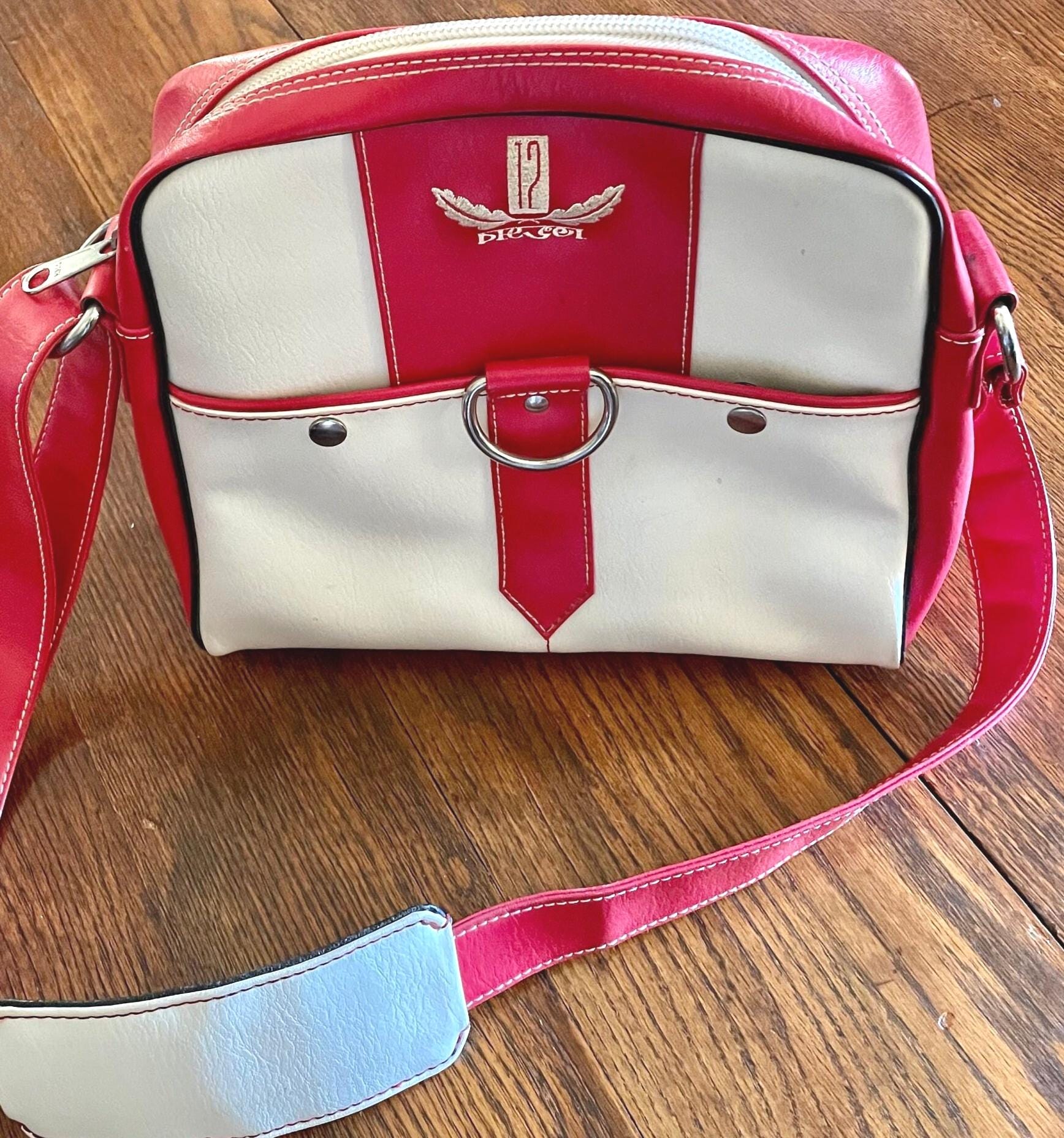Vintage Diesel Leather Crossbody Bag Y2K Red White Color Block 