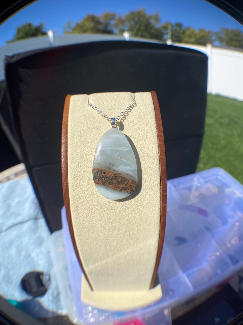 British Columbian Ocean Picture Stone Cabochon Pendant Necklace