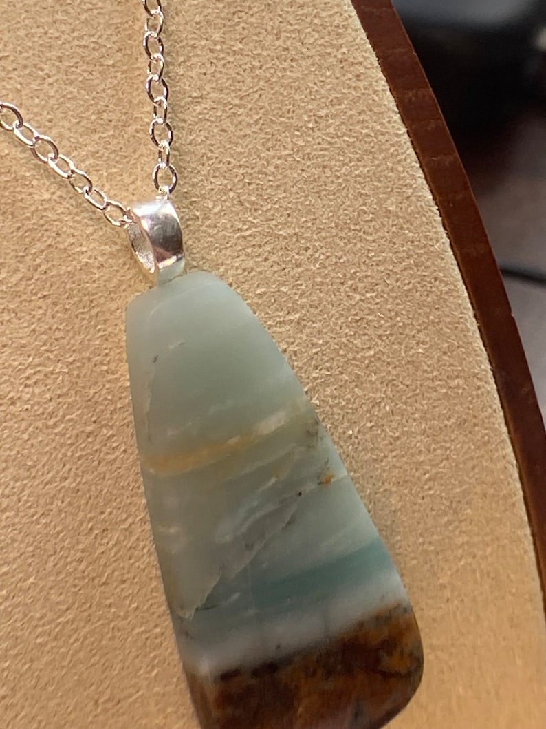 British Columbian Ocean Picture Stone Cabochon Pendant Necklace. 38 Mm ...