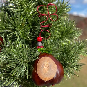 Ohio State Buckeye red script Ohio Christmas ornament