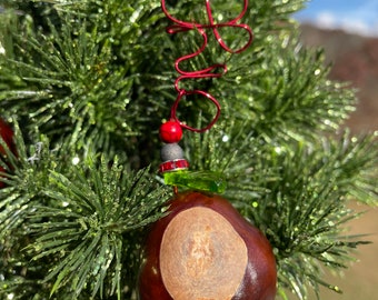 Ohio State Buckeye red script Ohio Christmas ornament