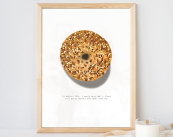 Blanchisserie et taxes avec vous, tout le bagel, citation de Devinez le film, affiche imprimée dessinée à la main