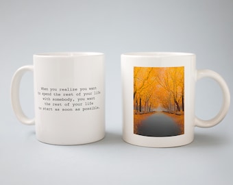 Central Park in Autumn, You want the rest of your life to start, Guess the Movie Quote, White Coffee Mug