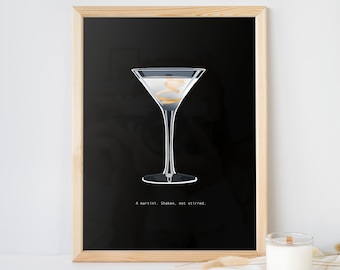 Vesper Martini, Secoué pas remué, Devinez la citation du film, Poster imprimé dessiné à la main