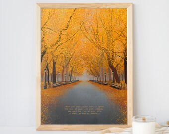 Central Park en automne, Vous voulez commencer le reste de votre vie, Devinez la citation du film, Poster imprimé dessiné à la main