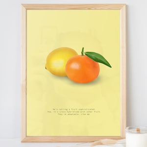 Lemon and Tangerine, Fruit sophisticated, Guess the Movie Quote, Hand drawn Print Poster